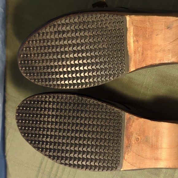 Vintage Women's Blue Leather & Wood Clogs - Picture 5 of 9